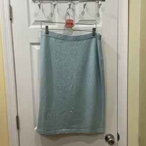 St. John Evening by Marie Gray aqua sequin knit skirt